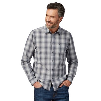 Grey check print button-down shirt